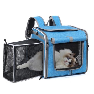 Sac de transport <span class=keywords><strong>pliable</strong></span> à parois souples avec <span class=keywords><strong>4</strong></span> portes ouvrables et fenêtres en maille pour vélo, sac à dos pour animaux de compagnie, chat, chien - Product Image 2