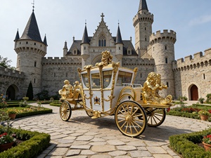 Chariot de Mariage Royal de Luxe à Vendre – Transport Spécialisé Traîné par des Chevaux – Offre Exceptionnelle - Product Image 2