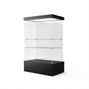 Vitrine moderne en verre 160x60x190 cm, base noire avec éclairage LED pour expositions muséales - Product Image 1