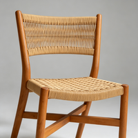 Chaise d'appoint de salon en bois de hêtre massif, tressée à la main, écologique, style antique, pour salle à manger, vente en gros