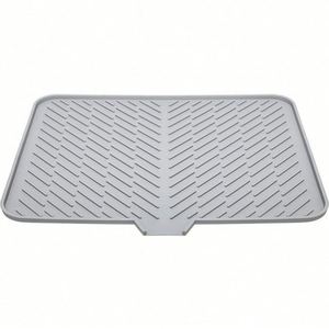 Tapis de séchage de vaisselle en silicone écologique avec rebord de drainage intégré et couleur personnalisable pour comptoirs de cuisine - Product Image 1