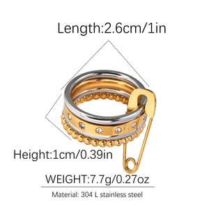 แหวนกันน้ำไม่หมอง 14k 18k ชุบทอง PVD แฟชั่น แหวนสแตนเลส 316L ประดับเพชรซิคอนสำหรับผู้หญิง - Product Image 5