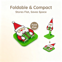Support de téléphone portable universel pliable et réglable en acrylique rouge et vert, motif Père Noël, antidérapant, avec espace de chargement, portable