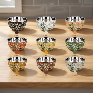Floral Stainless <b>Steel</b> <b>Bowl</b> Decorative Mixing Serving <b>Bowl</b> with Leaf Pattern for Kitchen Dining - Product Image 4