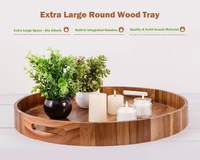 Plateau de service jetable extra large de 20 pouces en bois d'acacia robuste pour usage domestique, table basse ottoman, rangement de charcuterie