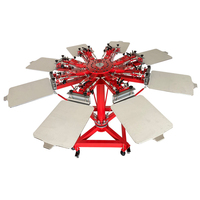 Machine d'impression sérigraphique manuelle à carrousel 8 couleurs 8 stations pour T-shirts, modèle Octopus