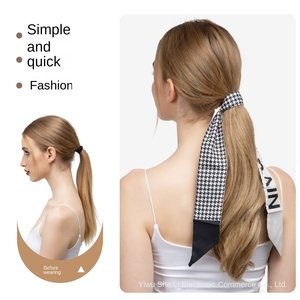 Perruque européenne et américaine transfrontalière en fibre <span class=keywords><strong>haute</strong></span> température, pré-collée, invisible, pour tresses, bandeaux et queues <span class=keywords><strong>de</strong></span> <span class=keywords><strong>cheval</strong></span> frisées pour femmes - Product Image 2