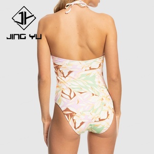 Maillot de bain une pièce en nylon durable personnalisé, imprimé hawaïen, à col halterneck, ajouré, nouveau modèle 2025 - Product Image 3