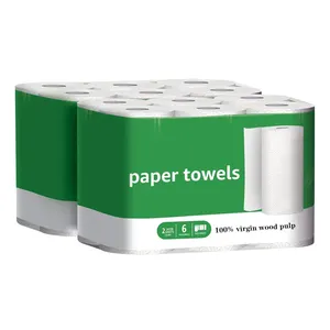 Hete Verkoop 2 Laags Reliëf Gewatteerde Dikste Keukenrol Handdoeken Papier Custom Olie Schoonmaken Keuken Papier
