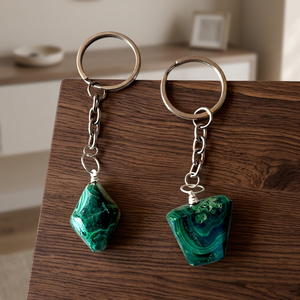 Irregular Cut Malachite Resin Zinc Alloy Chain Simple Style Durable Healing Promotion Carabiner Keychain - Product Image 2