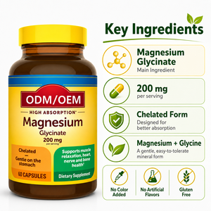 Glicinato de Magnesio de Marca Privada 200mg - Fórmula Quelada de Alta Absorción ODM/OEM - Solución de Fabricación de Suplementos de Primera Calidad - Product Image 3