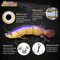 Leurre de pêche rigide multi-articulé Arowana imprimé en ABS, 145 mm, 35,8 g, appât bionique 3D réaliste pour rivière, lac, ruisseau
