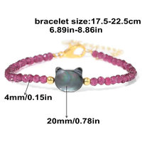 Mignon 4mm Pierre Naturelle Chat Bracelet pour Femmes Tête de Chat Charme Perles Yoga Guérison Bracelet En Acier Inoxydable Chaîne Bijoux Cadeau
