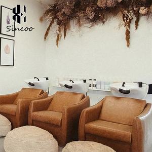 Manufacturer High-<b>end</b> Golden Basin Shampoo Chair Custom Leather High-density Sponge Leg Lift Shampoo <b>Bed</b> Chair for Hair Salon - Product Image 3