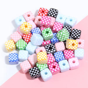 Wholesale 13mm <b>Acrylic</b> Mesh square Bead Checker with Holes square Bead Loose Bead for Bracelet Necklace Diy <b>Jewelry</b> Making - Product Image 2