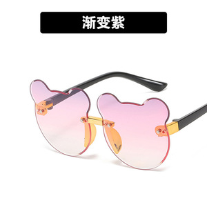 Lunettes de soleil pour enfants, sans monture, dégradées, UV400, design oreilles d'ours de dessin animé, pour la protection solaire, unisexe, enfants 2024 - Product Image 4