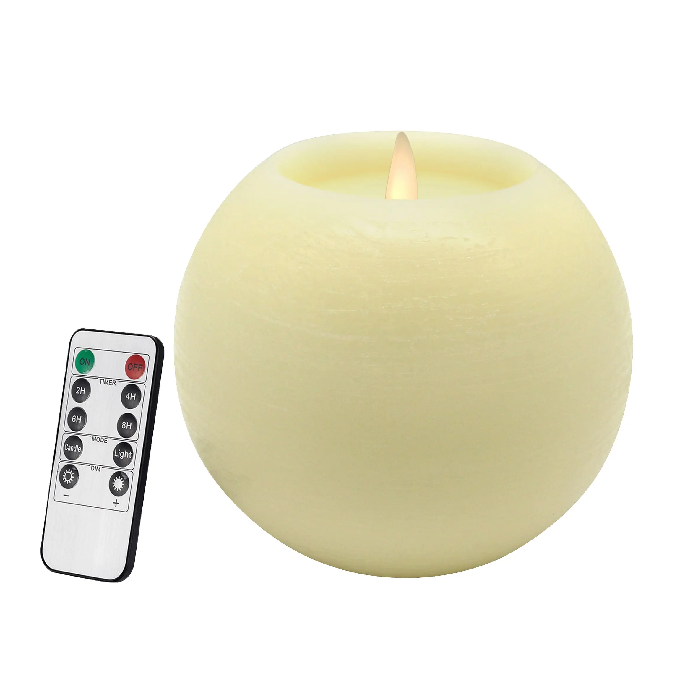 Moon Sphere Wax LED Dancing Flame Candle Ball Battery Operated Wax LED Flameless Candle with Timer and Remote Control
