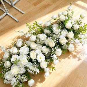 <span class=keywords><strong>Chemin</strong></span> <span class=keywords><strong>de</strong></span> <span class=keywords><strong>table</strong></span> GNW personnalisé en fleurs <span class=keywords><strong>de</strong></span> soie <span class=keywords><strong>de</strong></span> haute qualité, <span class=keywords><strong>eucalyptus</strong></span> <span class=keywords><strong>vert</strong></span>, roses blanches, fleurs artificielles au toucher réel pour mariage - Product Image 2