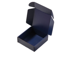Boîte en carton ondulé personnalisée bleu foncé à rayures, surface extérieure solide, écologique, recyclable, pliable, pour emballage cadeau et expédition