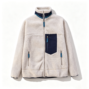 Custom Logo <b>Winter</b> Slim Casual Fleece Jacket Finished Splice Pocket Stand Collar <b>Warm</b> Polar Fleece Unisex <b>Coat</b> - Product Image 2
