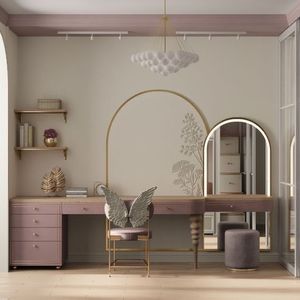 Modern LED Dresser <strong>Lighted</strong> Mirror Makeup <strong>Tables</strong> Makeup <strong>Vanity</strong> Dressing <strong>Table</strong> with Mirror Bedroom Hotel - Product Image 2
