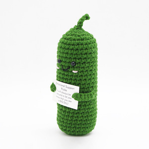 Cross-border best-selling giant cucumber crocheted <b>doll</b> with funny emojis, cute yarn <b>doll</b>. - Product Image 2