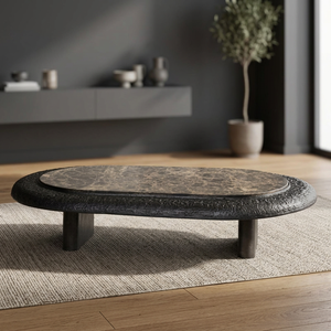Customer Favorite Modern Oval <b>Coffee</b> <b>Table</b> With Tempered Glass Top And Rattan Frame <b>Legs</b> Living Room Furniture - Product Image 6