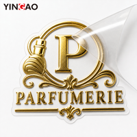 Autocollant personnalisé en feuille d'or 3D en relief, transfert DTF UV, autocollant imperméable auto-adhésif, n'importe quel design de logo pour flacon de parfum en verre