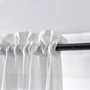 100% Polyester Transparent Fenêtre Voile Rideau Tissu Blanc Sheer Rideaux avec Semi Slub & Roll Drapé Tulle Cantonnières - Product Image 4