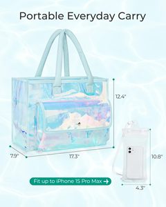 Bolso de Mano de Gran Capacidad Impermeable Personalizado a Precio de Fábrica, Bolso de Hombro para Mujer con Bolsillo para Teléfono, Bolso de Playa para Vacaciones de Verano - Product Image 6
