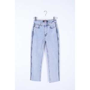 Jeans de Cintura Alta con Cierre y Estampado de Rayas Transpirable, Corte Holgado, Estilo Y2K, Casual, para Invierno y Verano, Talla XL - Product Image 1