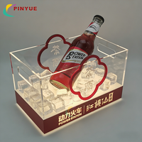 Prix d'usine, vitrine de présentation de bouteilles de whisky, de bière et de vin en acrylique éclairé par LED personnalisée avec lumières LED pour bar, boîte de nuit