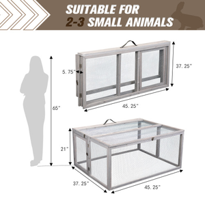 Portatile Grey FCJ Pieghevole Coniglio Hutch in Legno di Cavia pista con palo di pesce persico all'aperto gabbia per animali