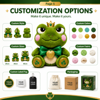 Peluche Grenouille Couronne Verte Personnalisée Direct Usine, en Coton PP Ultra Doux, Broderie Anniversaire, Anti-Stress - OEM/ODM