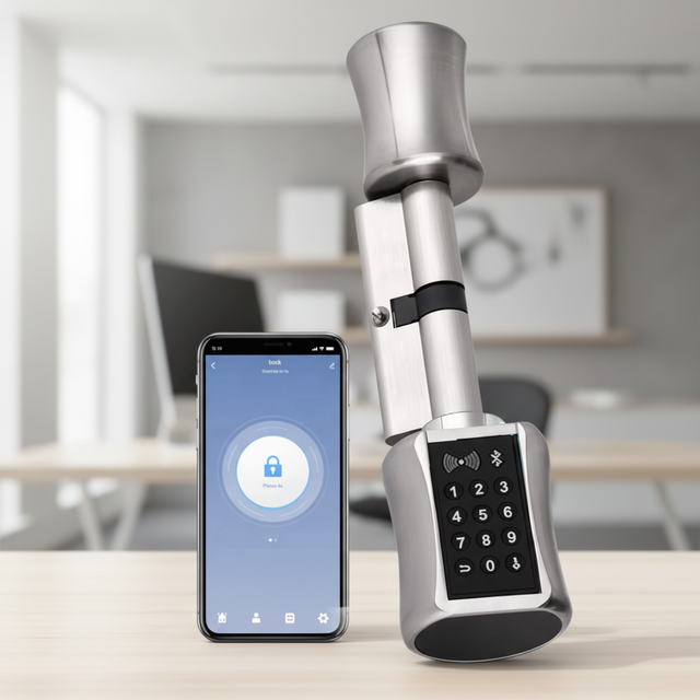 Digital Biometric Cylinder Door Lock IC Card Fingerprint WiFi Enabled Wood Door Compatible Smart Lock Cloud Storage Tuya App