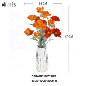 Oh Arts Factory - Ramo de Flores Artificiales en Maceta de Seda de 67 cm de Altura para Decoración del Hogar y la Sala de Estar - Product Image 2