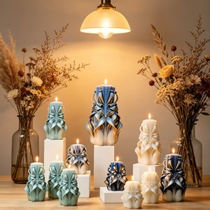 Handicraft Vintage Retro Carved Aromatherapy Candle Gift Set Food Grade <b>Paraffin</b> Wax Birthday Wedding Ambiance Fragrance - Product Image 1