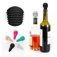Bouchon de bouteille de vin en silicone personnalisé en forme de crâne d'Halloween, bouchons de bouteille de vin pour hôtesse, bouchon verseur d'huile, couvercle de bouteille