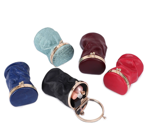 Pochette cosmétique en cuir véritable miniature en gros, organiseur de rouge à lèvres, étui à maquillage avec miroir, sac de voyage - Product Image 2