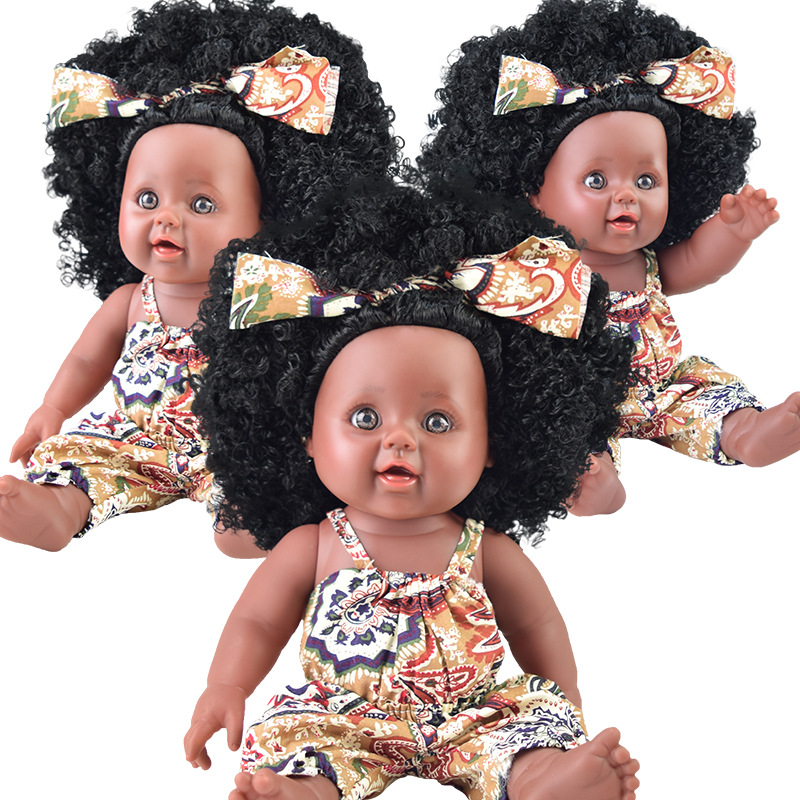 Новый дизайн, оптовая продажа, американская африканская имитация 30 см черная кукла с комплектом одежды