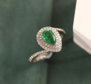 Xinfly 18k White Gold 0.6ct Water Drop Emerald <b>Ring</b> 0.31ct <b>Custom</b> Natural Diamond Fine Jewelry <b>Rings</b> - Product Image 5