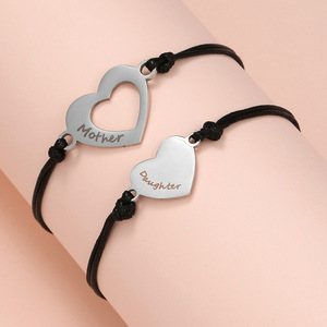 2024 Mother's Day <strong>Bracelet</strong> Popular 2Pieces/Set Stainless Steel Never Fade <strong>Bracelet</strong> Engraving Mother <strong>Daughter</strong> Heart <strong>Bracelet</strong> - Product Image 5