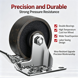 Cast Iron Caster Wheel 4 Inch Flat Type Ball Bearing No Brake 95×65 mm Base Plate High Temperature Resistance Industrial Use - Product Image 1