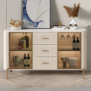 <span class=keywords><strong>Table</strong></span> <span class=keywords><strong>console</strong></span> moderne de luxe en verre à 2 portes Buffet en bois de chêne avec dessus en marbre Armoire pour salle à manger - Product Image 2