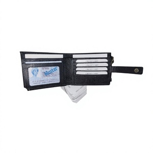 Portefeuilles courts de mode en cuir véritable pour hommes, motif étoile et broderie de lettres, marque BS International, fermeture ouverte, vente en gros - Product Image 6
