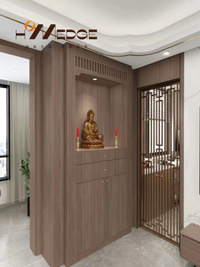 Buddhist Niches Solid Wood Modern Design Living Room <strong>Altar</strong> <strong>Cabinet</strong> with Guanyin and Wealth God Statues Worship Table - Product Image 3