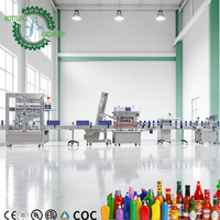 Prix usine Machine de remplissage, bouchage et étiquetage linéaire pneumatique automatique de précision 0-5k BPH pour flacons de sauce en plastique ronds et carrés de 0-5000ml