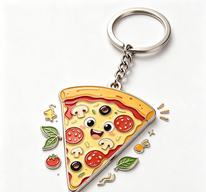 Pizza Slice Metal Key Chain Enamel <b>Keyring</b> Cartoon Food Bag <b>Charm</b> Gift Souvenir - Product Image 2