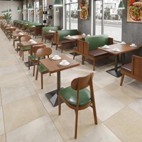 Ensemble de table et de chaises de restaurant commercial en bois massif et métal, style moderne minimaliste personnalisé, pour cafés, restaurants de thé au lait