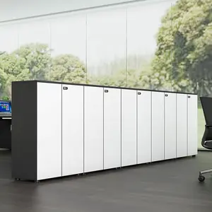 Gabinete bajo de documentos de madera blanca, gabinete de archivo de piso moderno simple con bloqueo de contraseña, gabinete de partición de té de oficina